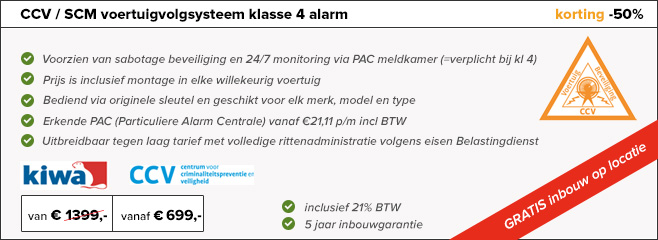 Volkswagen alarm met voertuigvolgsysteem SCM Volkswagen klasse 4 alarm