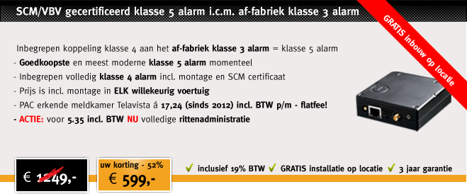 aanbieding autoalarm klasse 5 met af-fabriek klasse 3 alarm