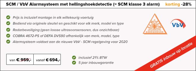 BMW alarm met hellingshoekdetectie SCM BMW klasse 3 alarm