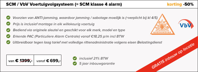Volkswagen alarm met voertuigvolgsysteem SCM Volkswagen klasse 4 alarm