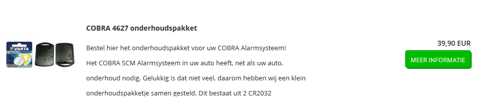 cobra onderhoud pakket